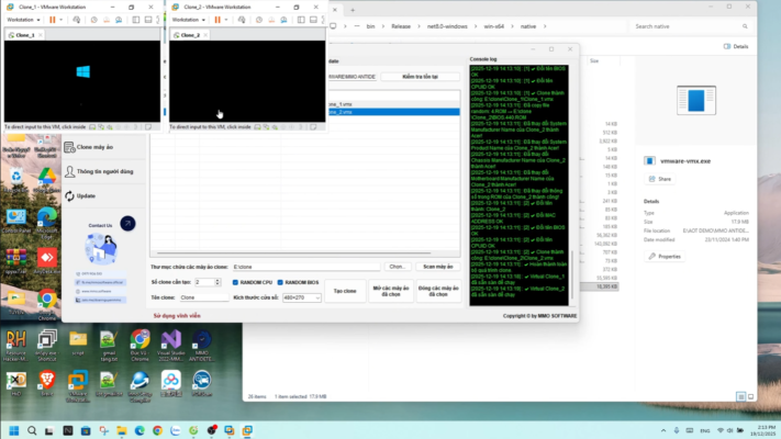 Tạo clone với thông số cấu hình độc lập cho từng clone trên MMO ANTIDETECT VMWARE