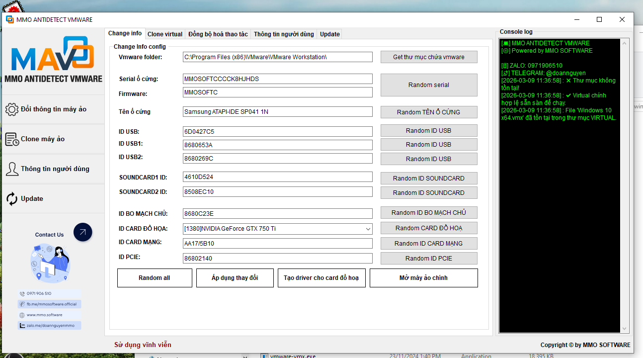 tab change info cho main virtual