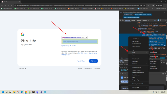 DevTools giúp bạn nhìn thấy cấu trúc thật của phần tử để lấy selector chính xác