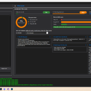 Giao diện tổng quan phần mềm MMO GEO AUDIT STUDIO hiển thị GEO score và dashboard audit website
