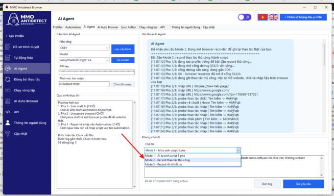 AI Agent ghi thao tác mẫu người dùng rồi chuyển thành autoscript