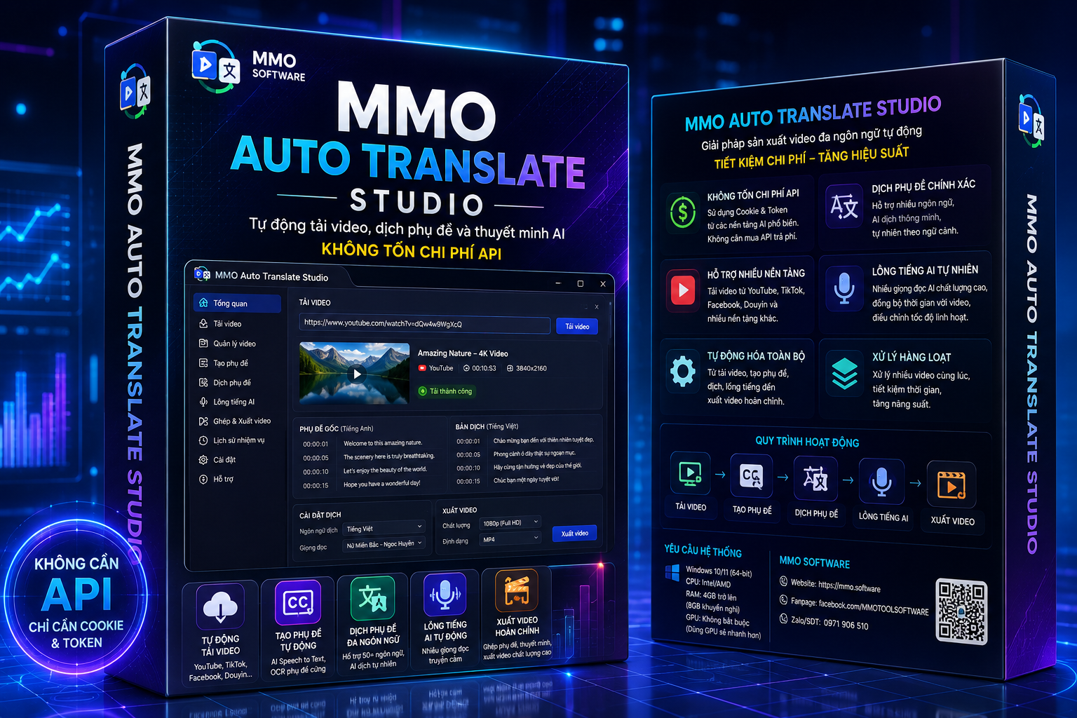 MMO Auto Translate Studio – Công Cụ AI Dịch Video, Tạo Phụ Đề Và Thuyết Minh Không Cần API AI